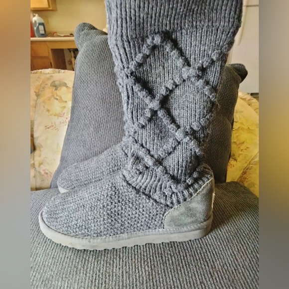UGG Boots Australia Classic Argyle Knit Shoes Gray - Picture 1 of 5